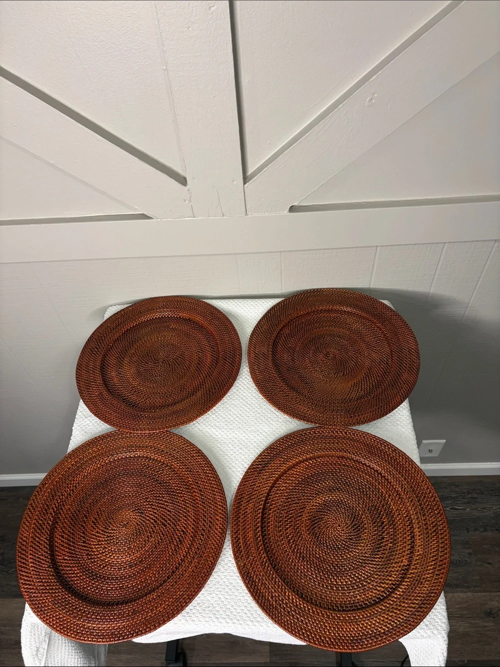 Williams Sonoma Nito Handwoven Charger Plates Set of 4 Rich Spice Brown 13